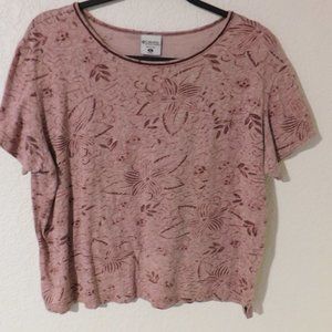Columbia Womens Pink Wine Short Sleeve Pullover Blouse Top Size XL